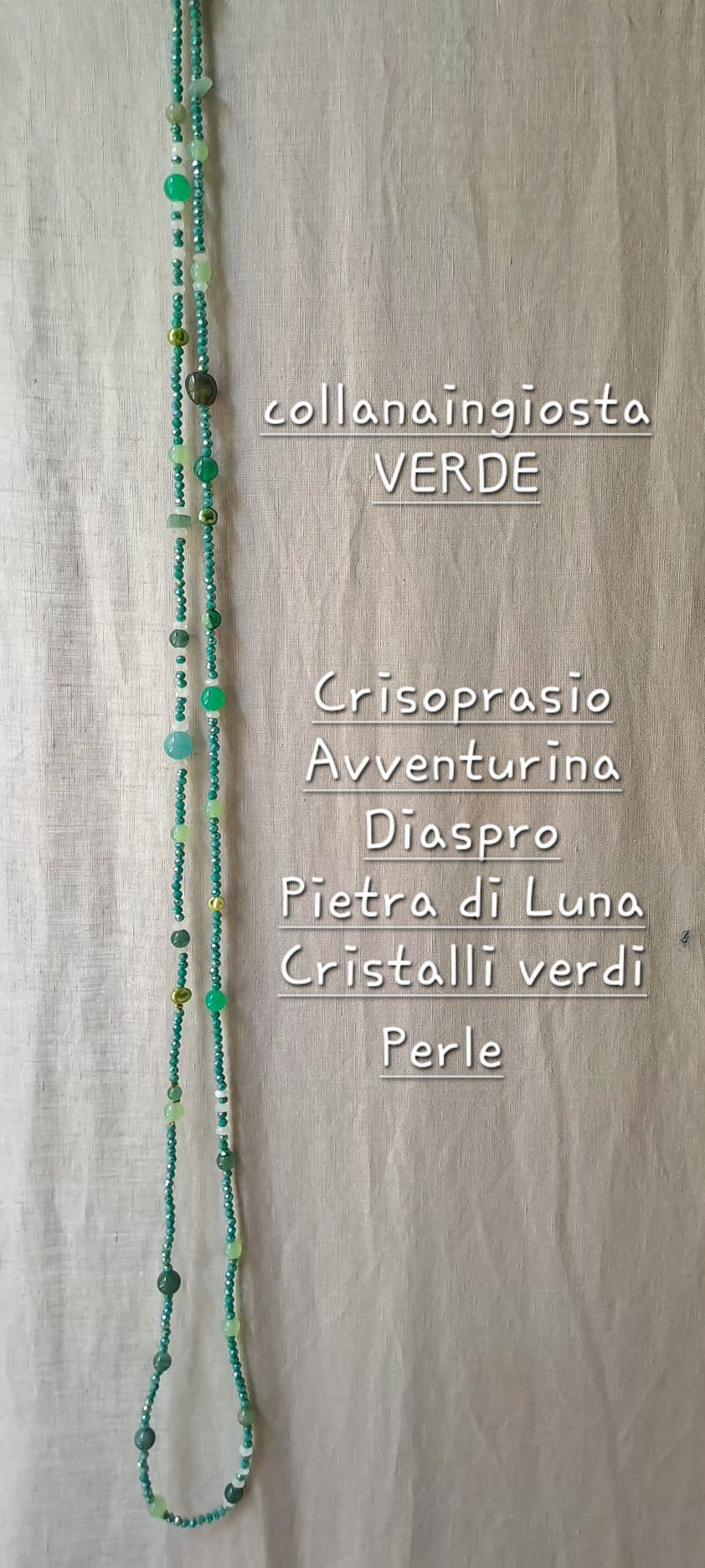 collaneingiostra VERDE con CRISOPRASIO, AVVENTURINA, DIASPRO e CRISTALLI
